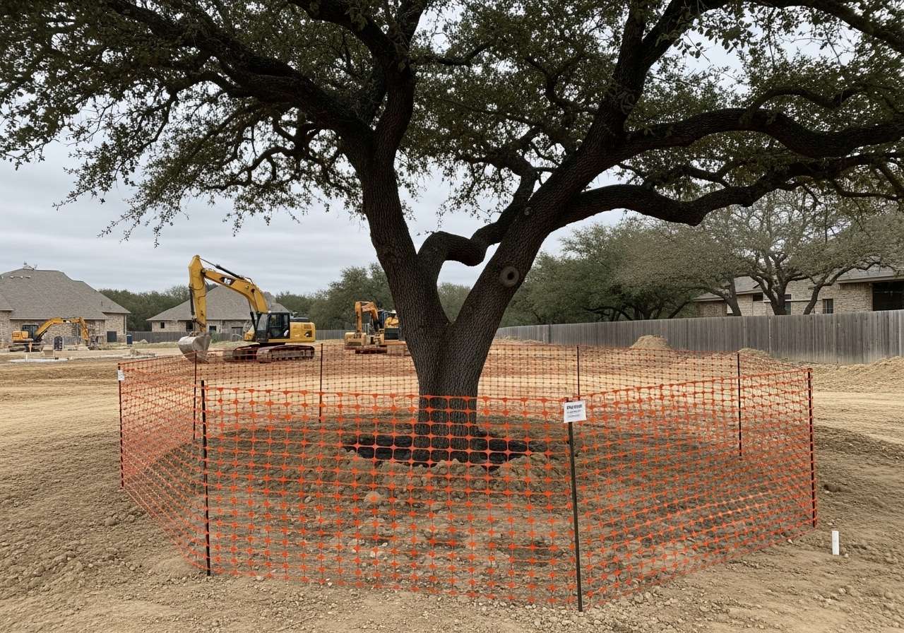 House construction near trees
