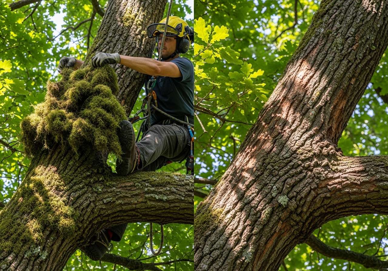 Tree with Ball Moss Infestation