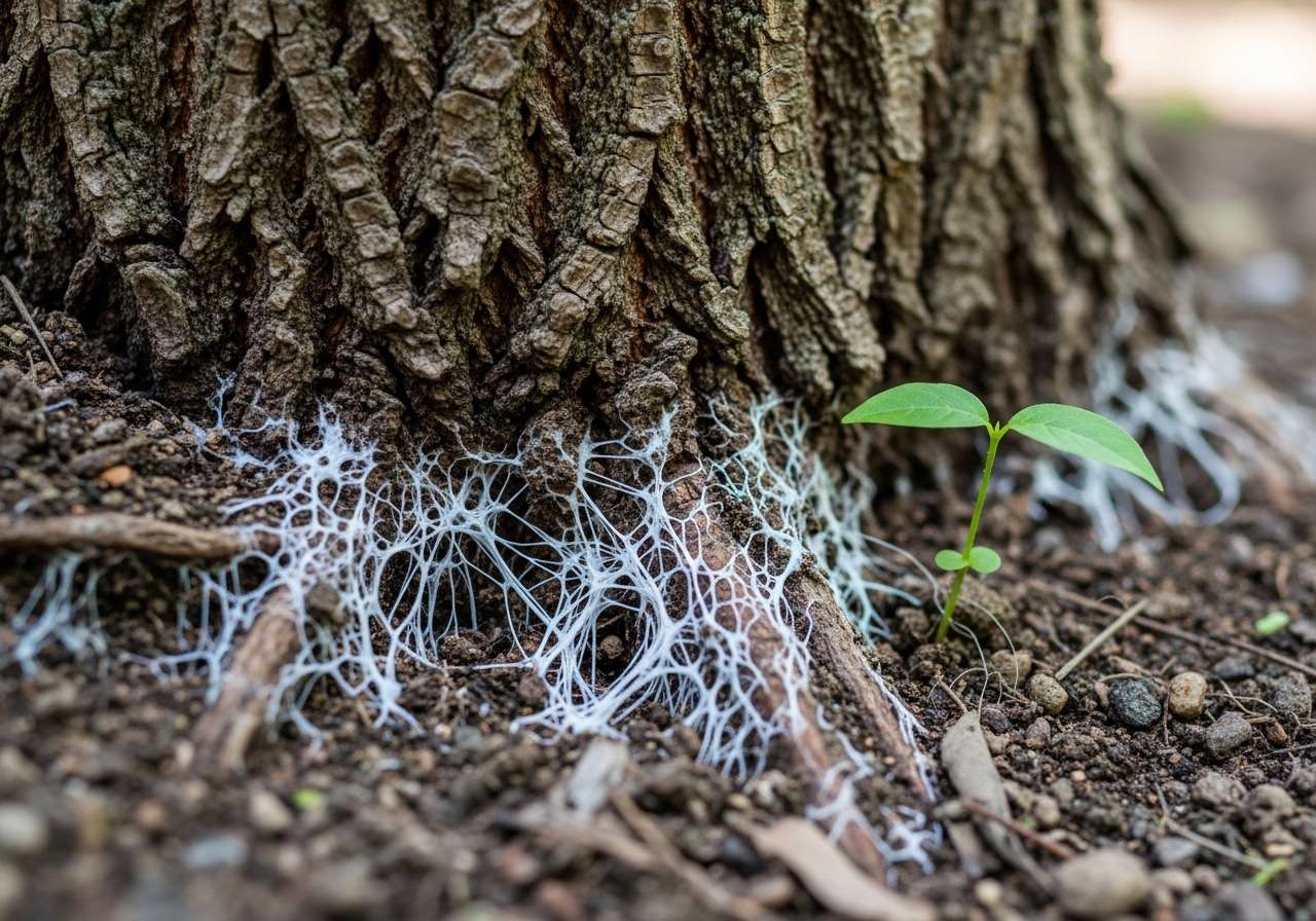 Arborist inspecting tree leaves